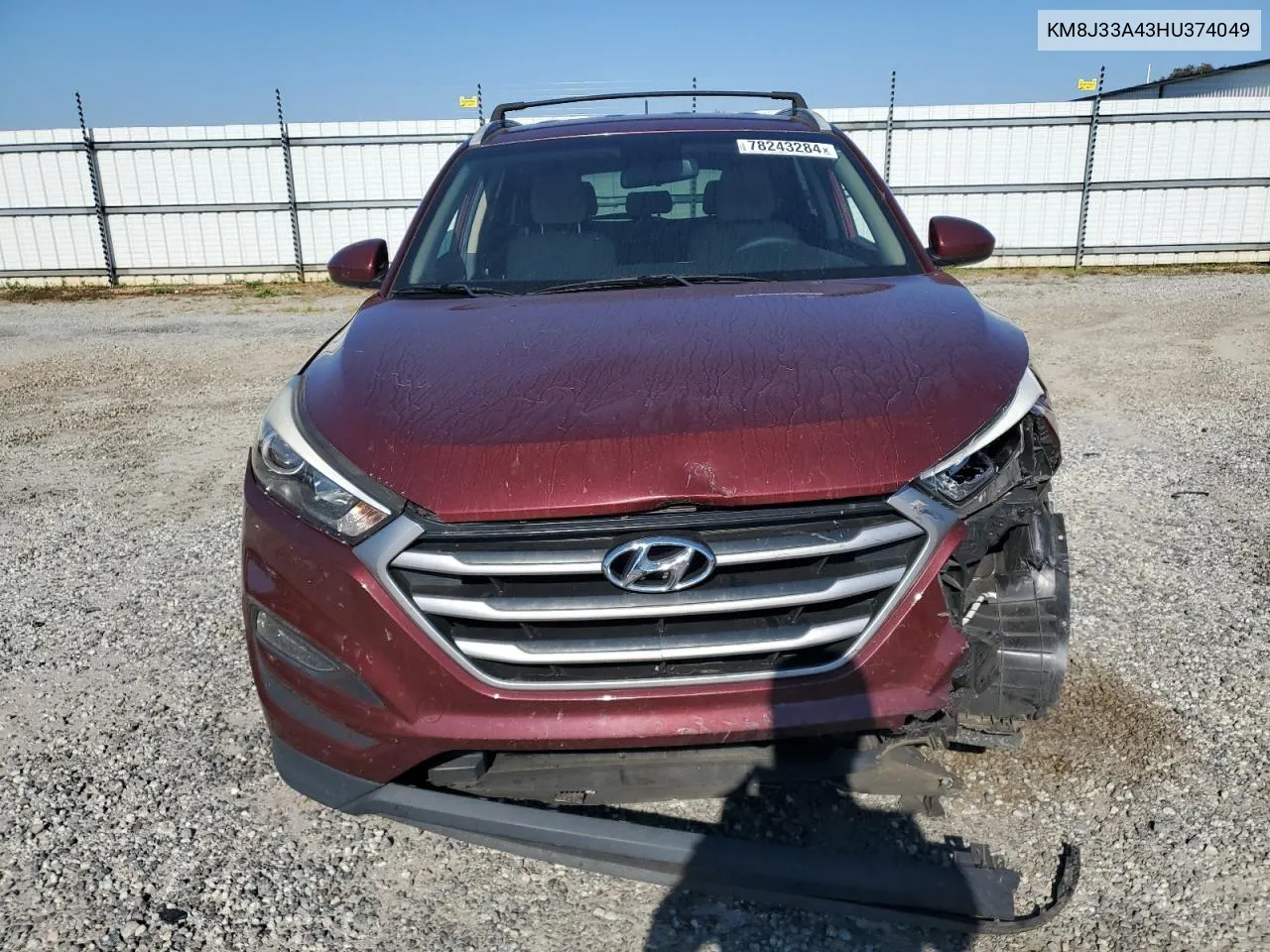 2017 Hyundai Tucson Limited VIN: KM8J33A43HU374049 Lot: 78243284