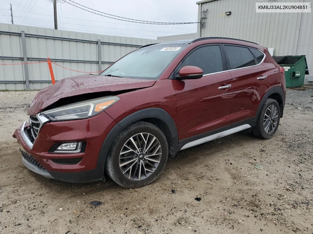 2019 Hyundai Tucson Limited VIN: KM8J33AL2KU904851 Lot: 74534324