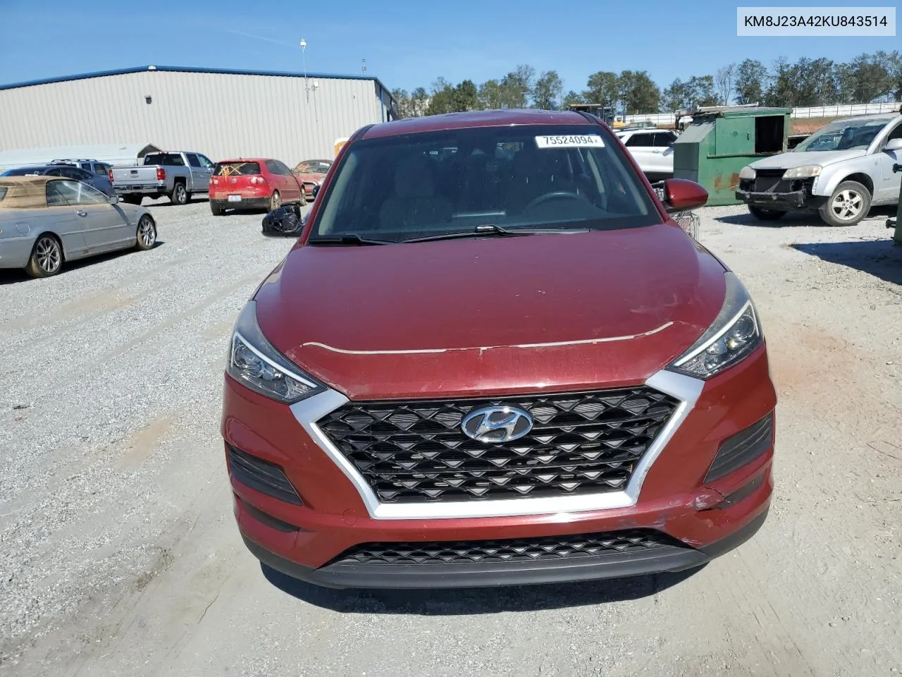 2019 Hyundai Tucson Se VIN: KM8J23A42KU843514 Lot: 75524094