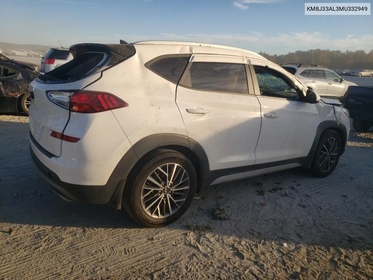 2021 Hyundai Tucson Limited VIN: KM8J33AL3MU332949 Lot: 77141594