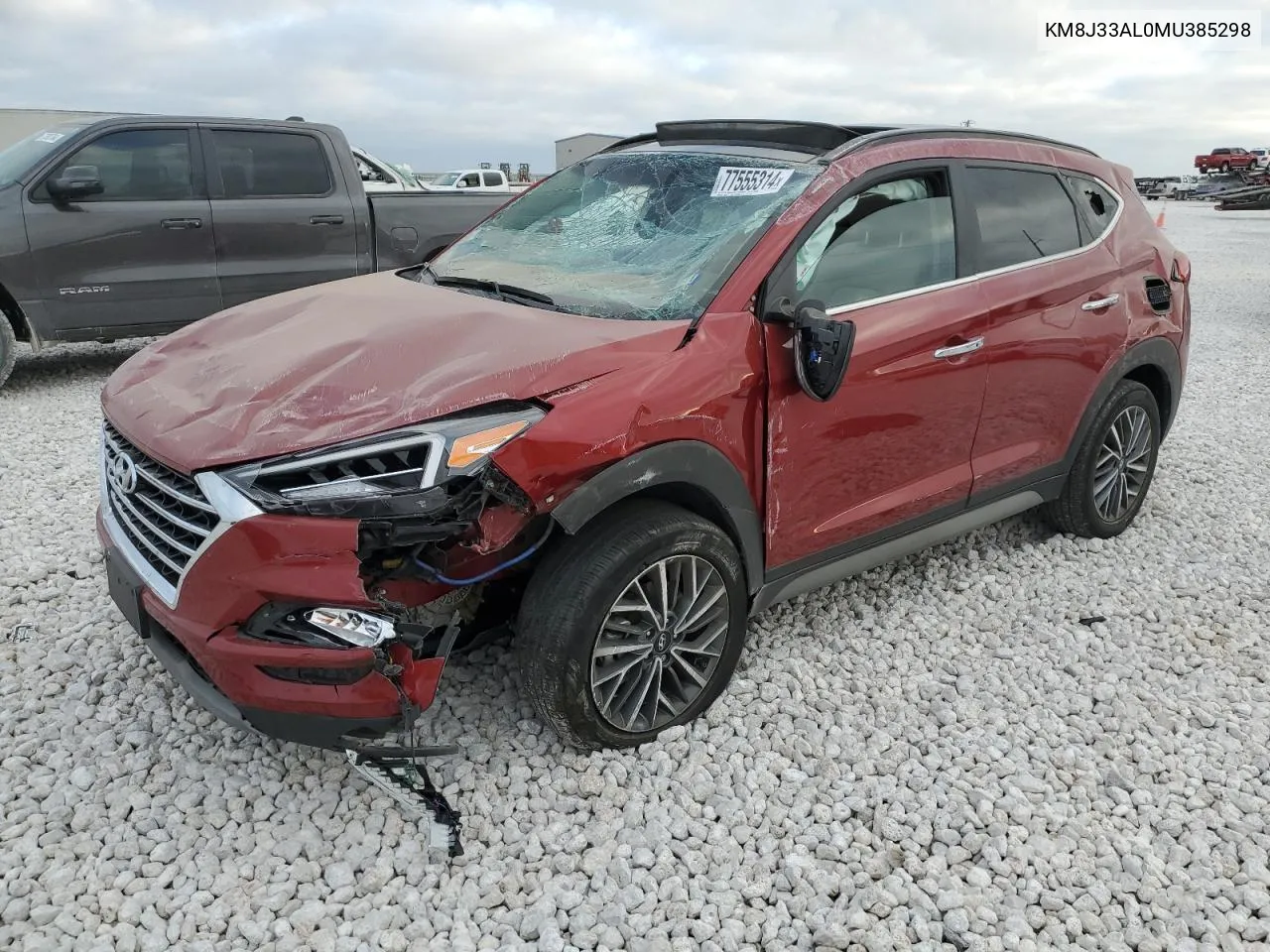 2021 Hyundai Tucson Limited VIN: KM8J33AL0MU385298 Lot: 77555314