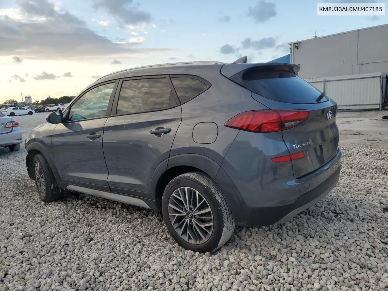 2021 Hyundai Tucson Limited VIN: KM8J33AL0MU407185 Lot: 80154274