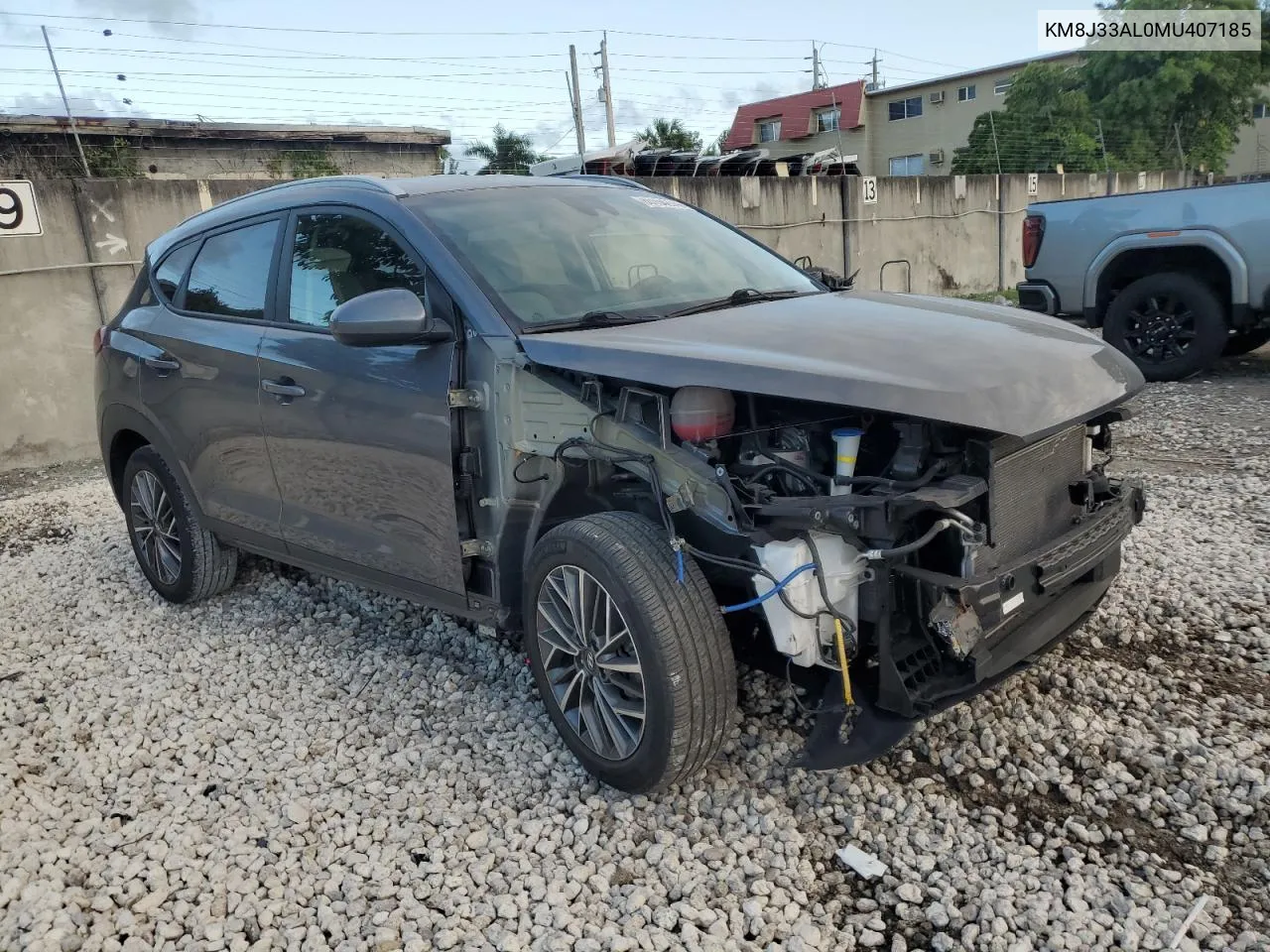 2021 Hyundai Tucson Limited VIN: KM8J33AL0MU407185 Lot: 80154274