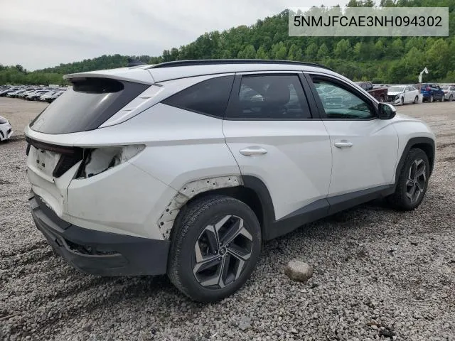 2022 Hyundai Tucson Sel VIN: 5NMJFCAE3NH094302 Lot: 57462554