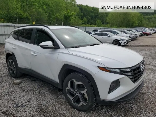 2022 Hyundai Tucson Sel VIN: 5NMJFCAE3NH094302 Lot: 57462554