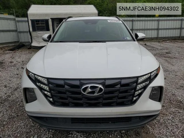 2022 Hyundai Tucson Sel VIN: 5NMJFCAE3NH094302 Lot: 57462554