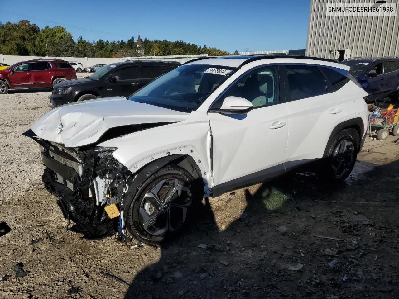 2024 Hyundai Tucson Sel VIN: 5NMJFCDE8RH361998 Lot: 74478824