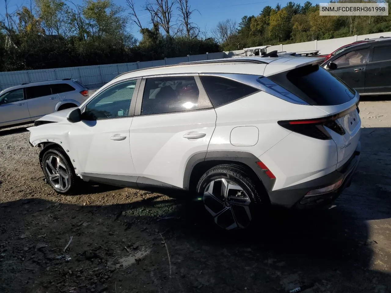 2024 Hyundai Tucson Sel VIN: 5NMJFCDE8RH361998 Lot: 74478824