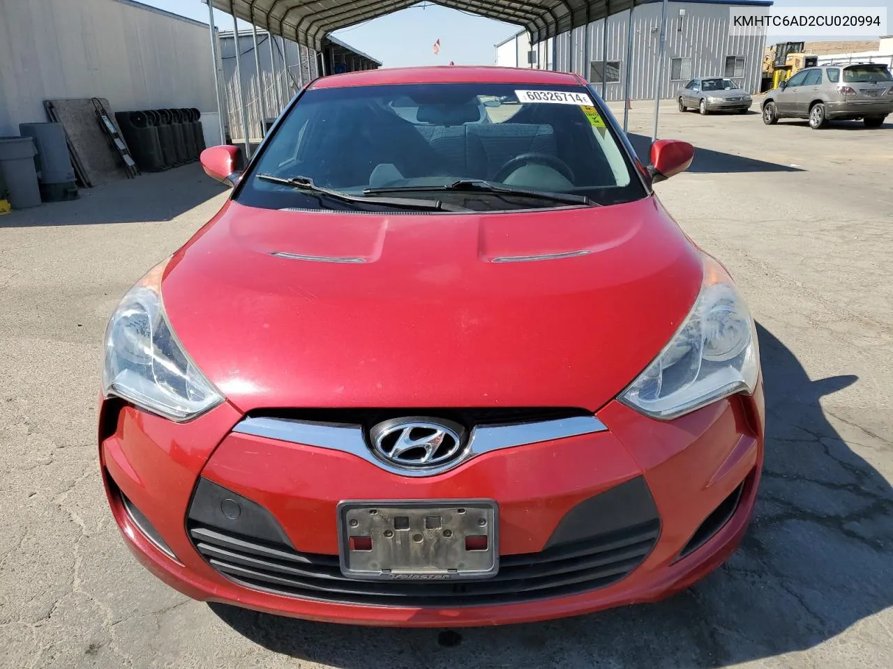 2012 Hyundai Veloster VIN: KMHTC6AD2CU020994 Lot: 60326714