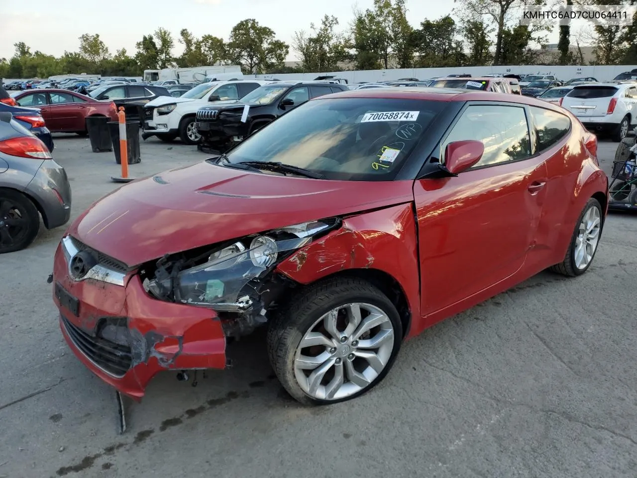 2012 Hyundai Veloster VIN: KMHTC6AD7CU064411 Lot: 70058874