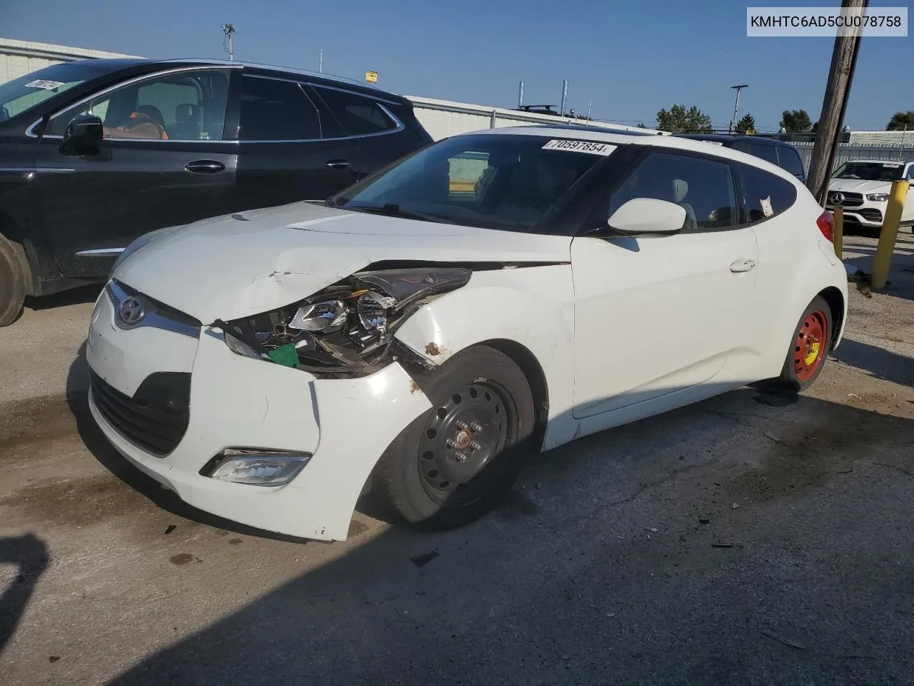 2012 Hyundai Veloster VIN: KMHTC6AD5CU078758 Lot: 70597854