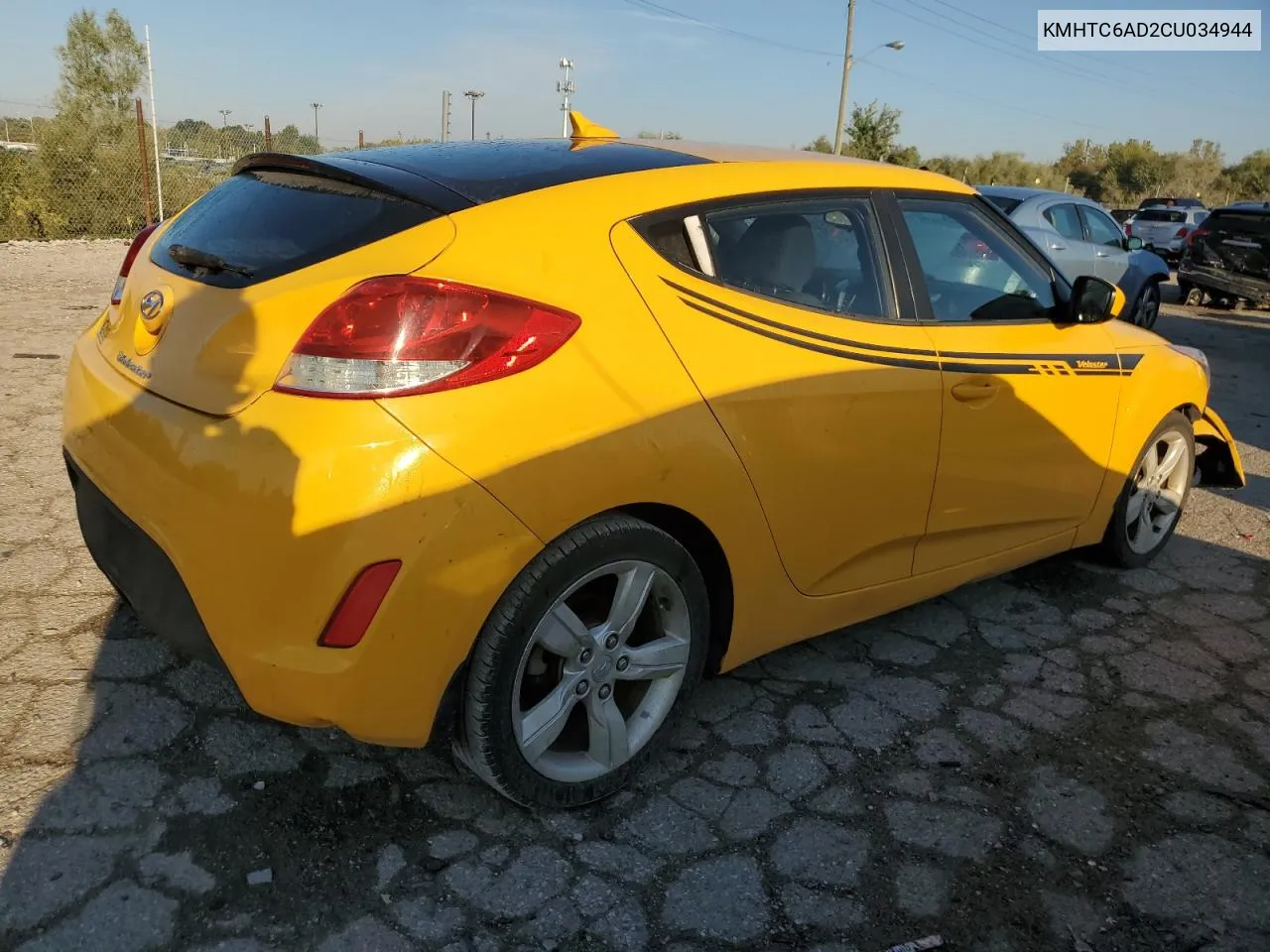 2012 Hyundai Veloster VIN: KMHTC6AD2CU034944 Lot: 72098654