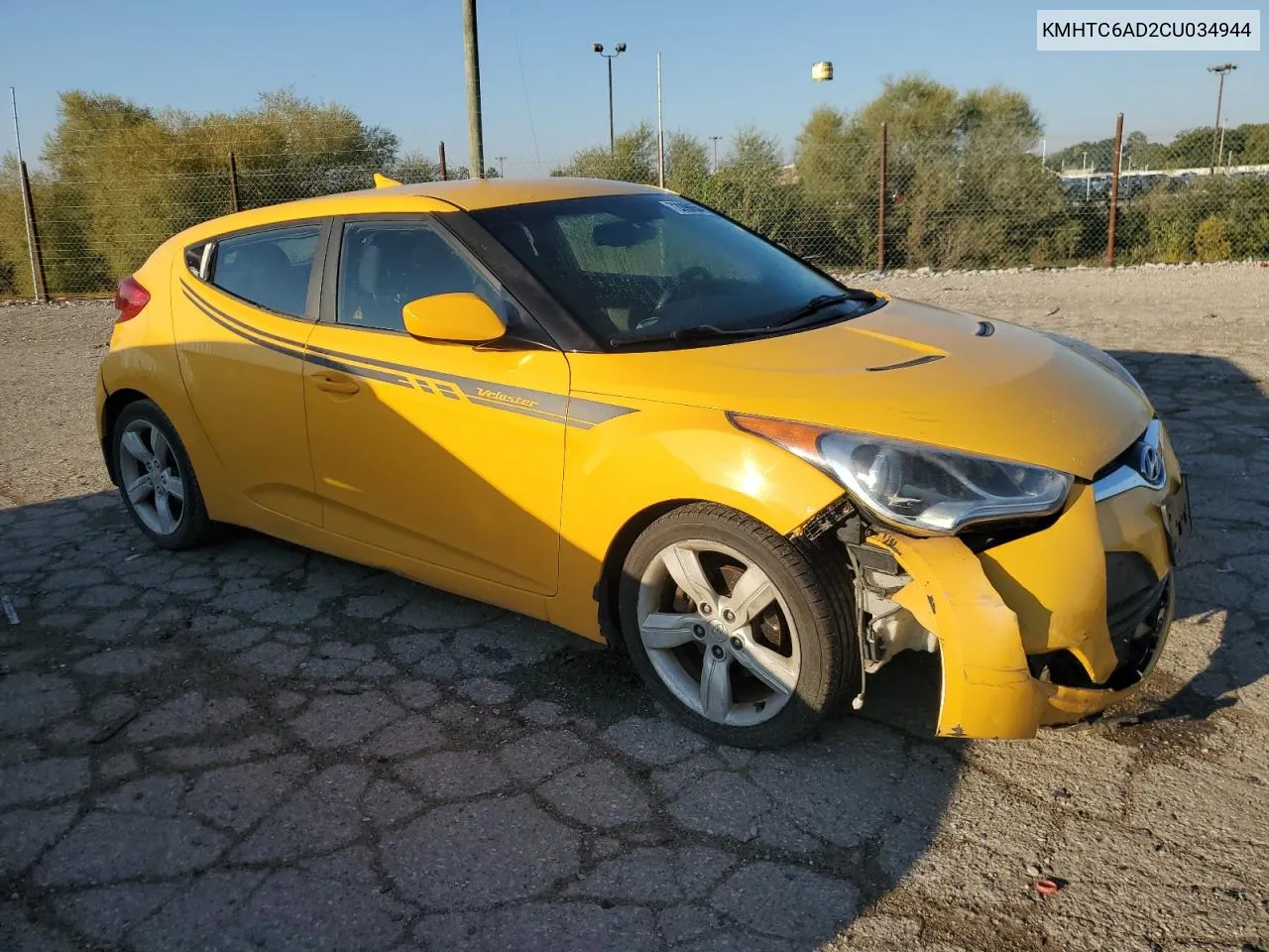 2012 Hyundai Veloster VIN: KMHTC6AD2CU034944 Lot: 72098654