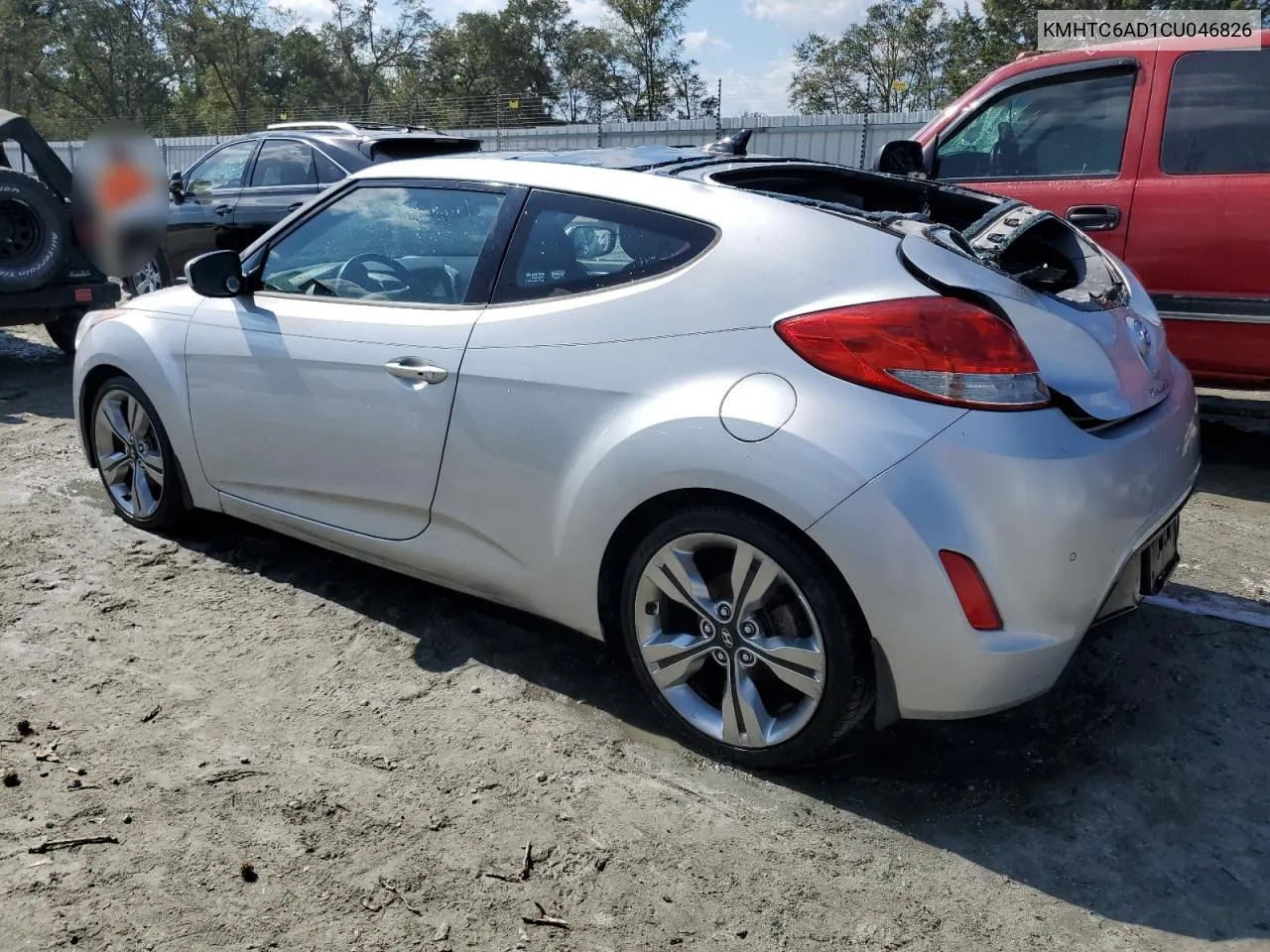 2012 Hyundai Veloster VIN: KMHTC6AD1CU046826 Lot: 75074834