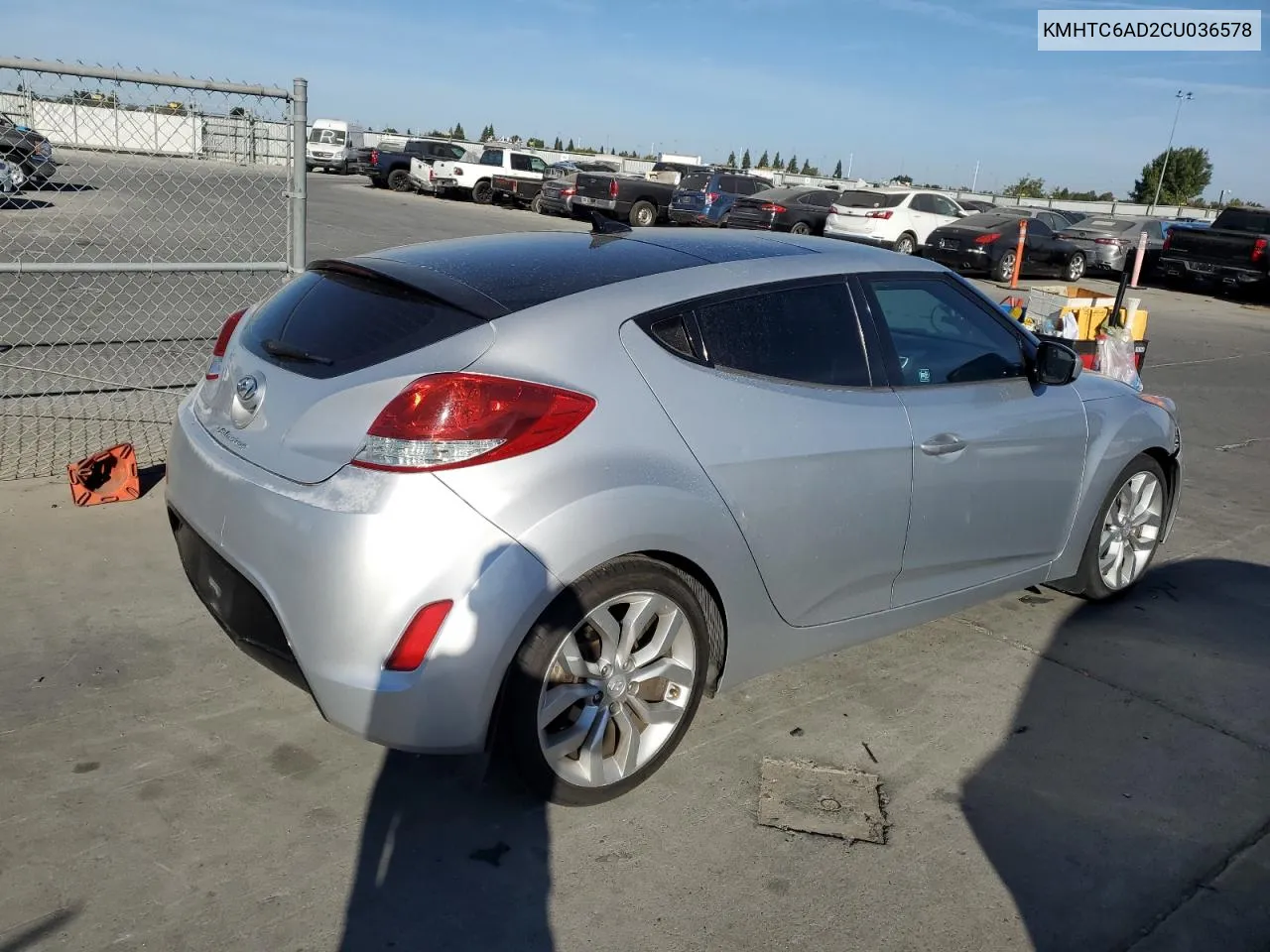 2012 Hyundai Veloster VIN: KMHTC6AD2CU036578 Lot: 75560544