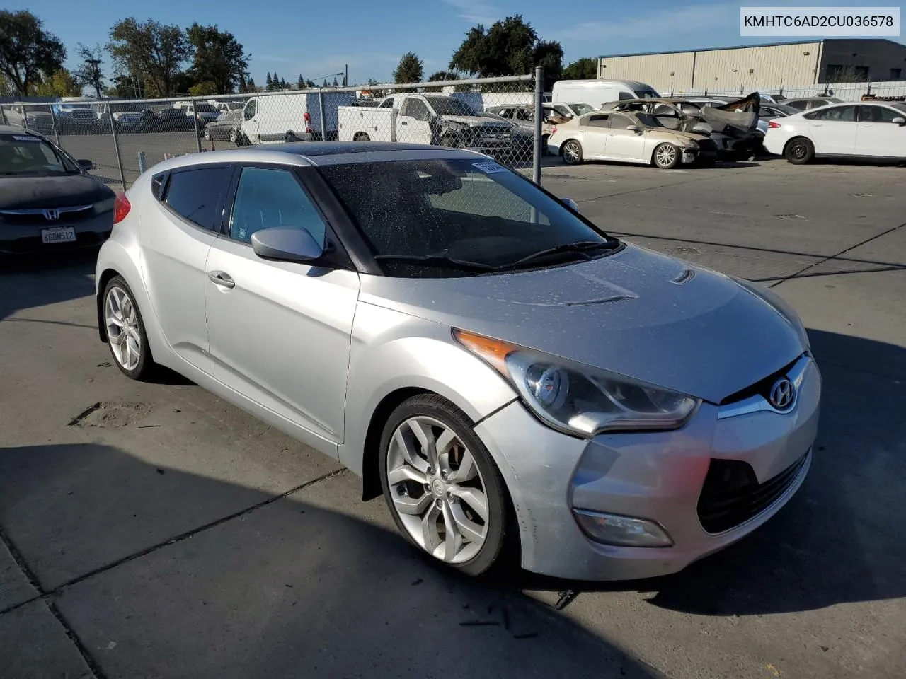 2012 Hyundai Veloster VIN: KMHTC6AD2CU036578 Lot: 75560544