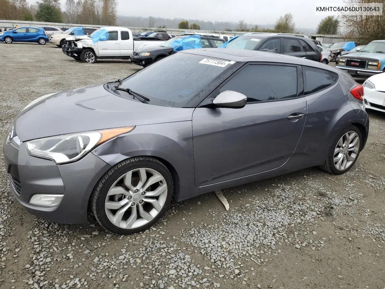 2013 Hyundai Veloster VIN: KMHTC6AD6DU130643 Lot: 75777304