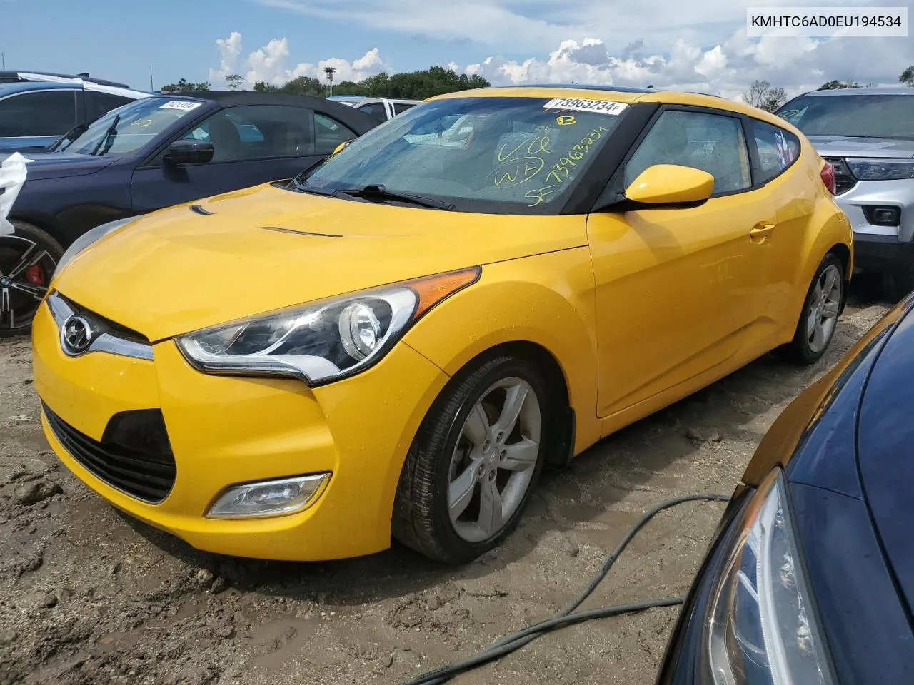 2014 Hyundai Veloster VIN: KMHTC6AD0EU194534 Lot: 73963234