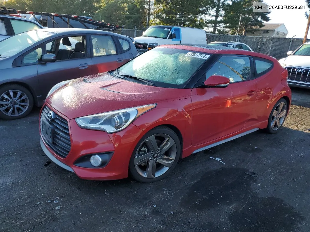 2015 Hyundai Veloster Turbo VIN: KMHTC6AE0FU229681 Lot: 72837774