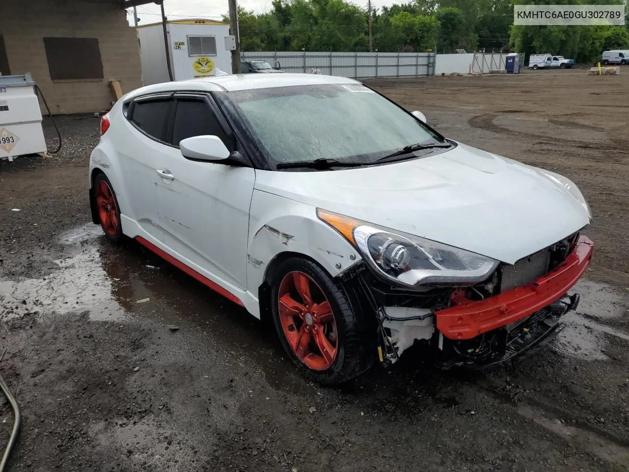 2016 Hyundai Veloster Turbo VIN: KMHTC6AE0GU302789 Lot: 58086874