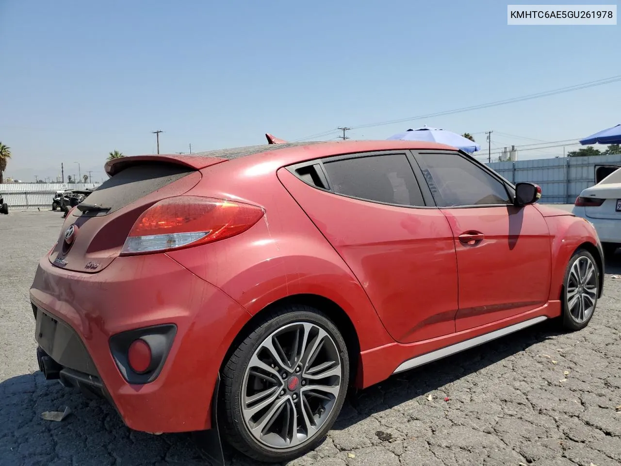 2016 Hyundai Veloster Turbo VIN: KMHTC6AE5GU261978 Lot: 62326004