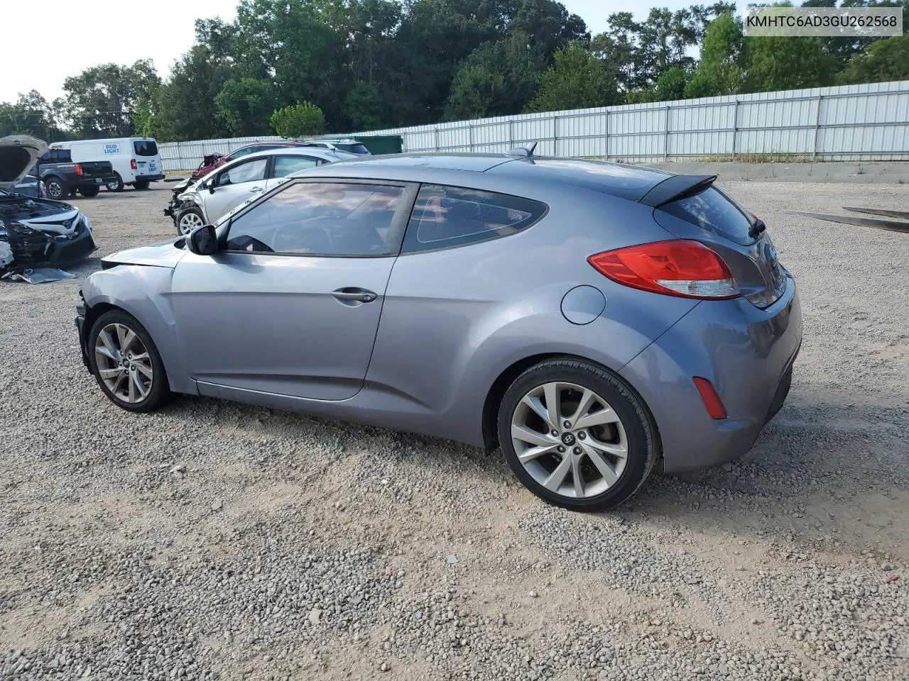 2016 Hyundai Veloster VIN: KMHTC6AD3GU262568 Lot: 65915054