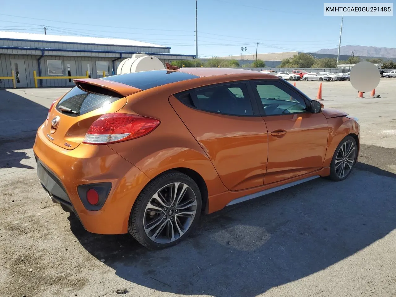 2016 Hyundai Veloster Turbo VIN: KMHTC6AE0GU291485 Lot: 68763354