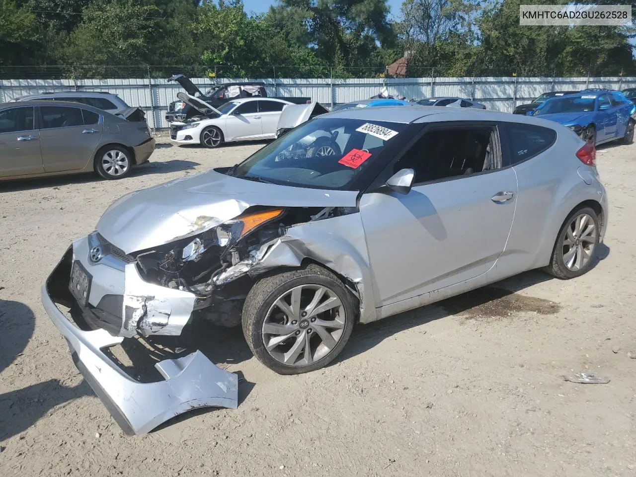 2016 Hyundai Veloster VIN: KMHTC6AD2GU262528 Lot: 68826894