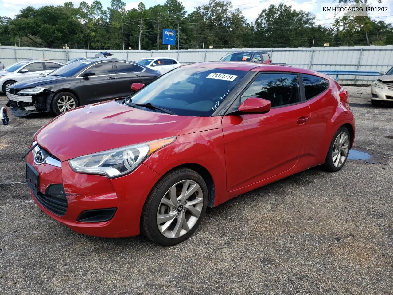 2016 Hyundai Veloster VIN: KMHTC6AD3GU301207 Lot: 71311714