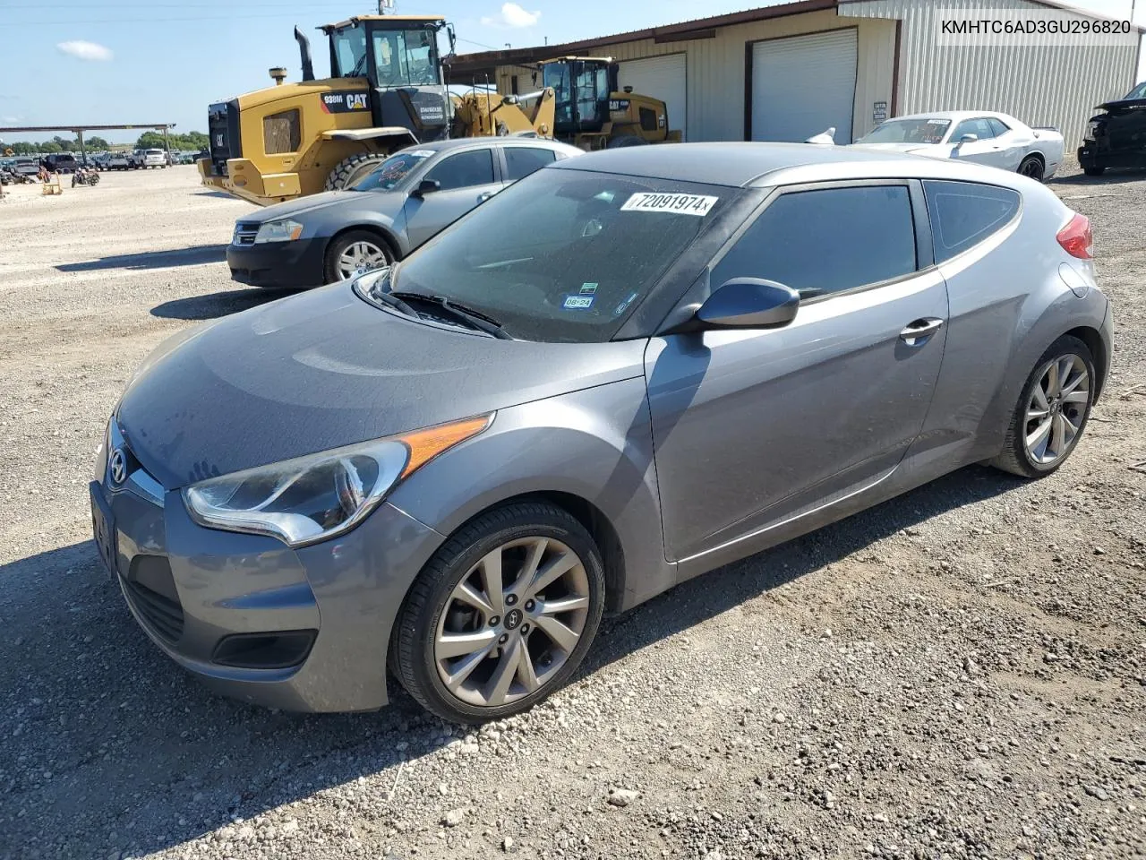 2016 Hyundai Veloster VIN: KMHTC6AD3GU296820 Lot: 72091974