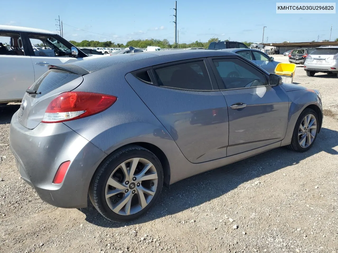 2016 Hyundai Veloster VIN: KMHTC6AD3GU296820 Lot: 72091974