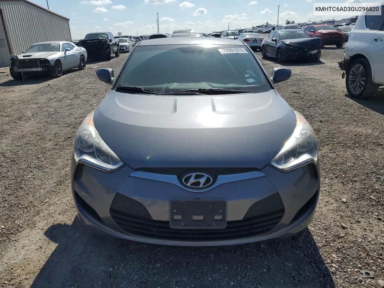 2016 Hyundai Veloster VIN: KMHTC6AD3GU296820 Lot: 72091974