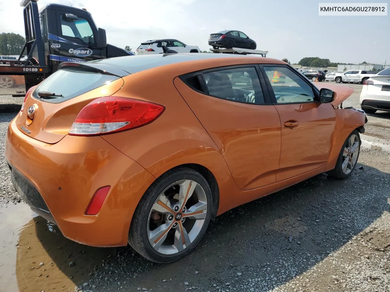 2016 Hyundai Veloster VIN: KMHTC6AD6GU278912 Lot: 72948304