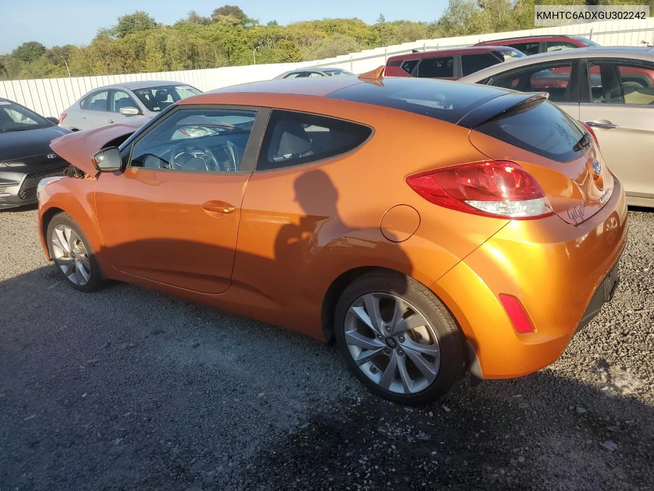 2016 Hyundai Veloster VIN: KMHTC6ADXGU302242 Lot: 74509074