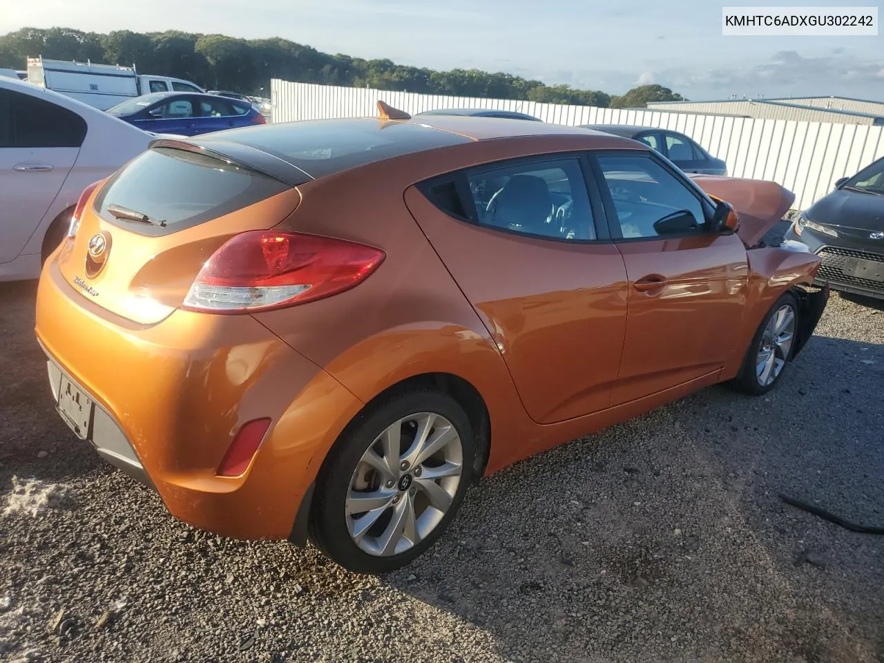 2016 Hyundai Veloster VIN: KMHTC6ADXGU302242 Lot: 74509074