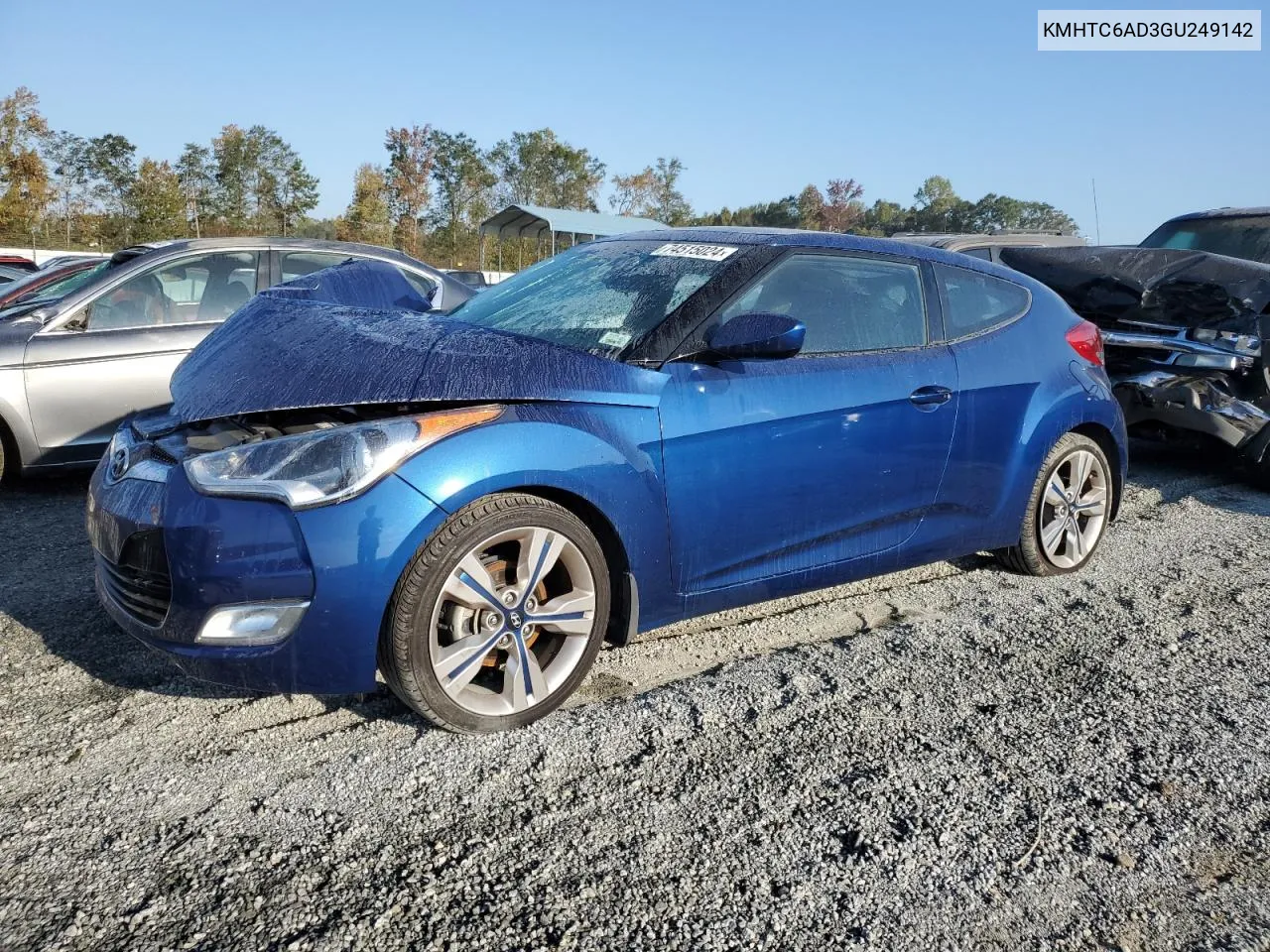 2016 Hyundai Veloster VIN: KMHTC6AD3GU249142 Lot: 74515024