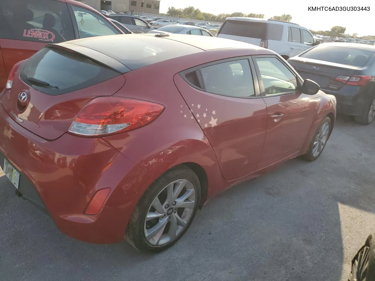 2016 Hyundai Veloster VIN: KMHTC6AD3GU303443 Lot: 75228464