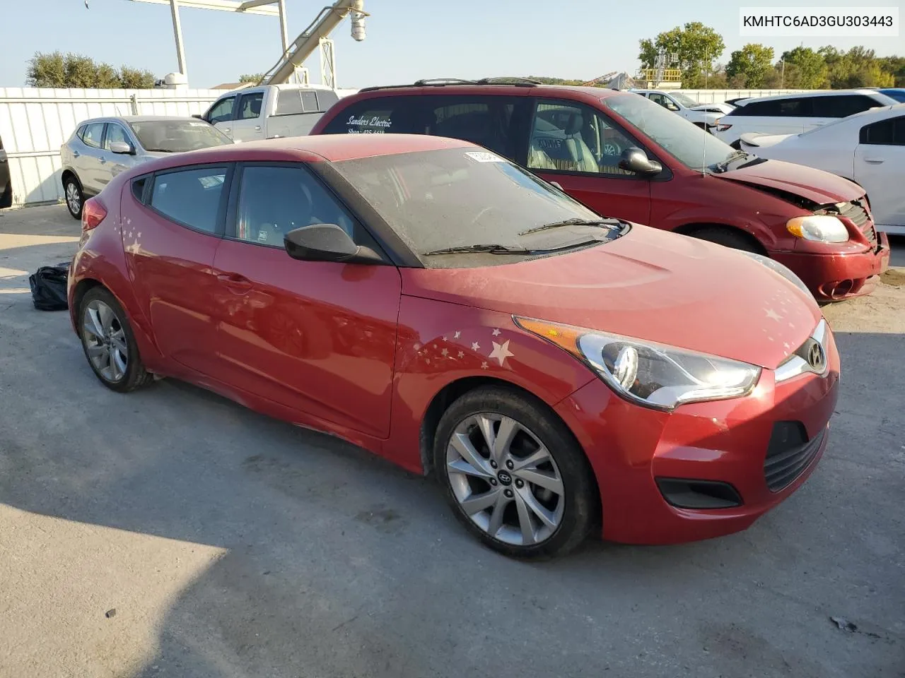 2016 Hyundai Veloster VIN: KMHTC6AD3GU303443 Lot: 75228464