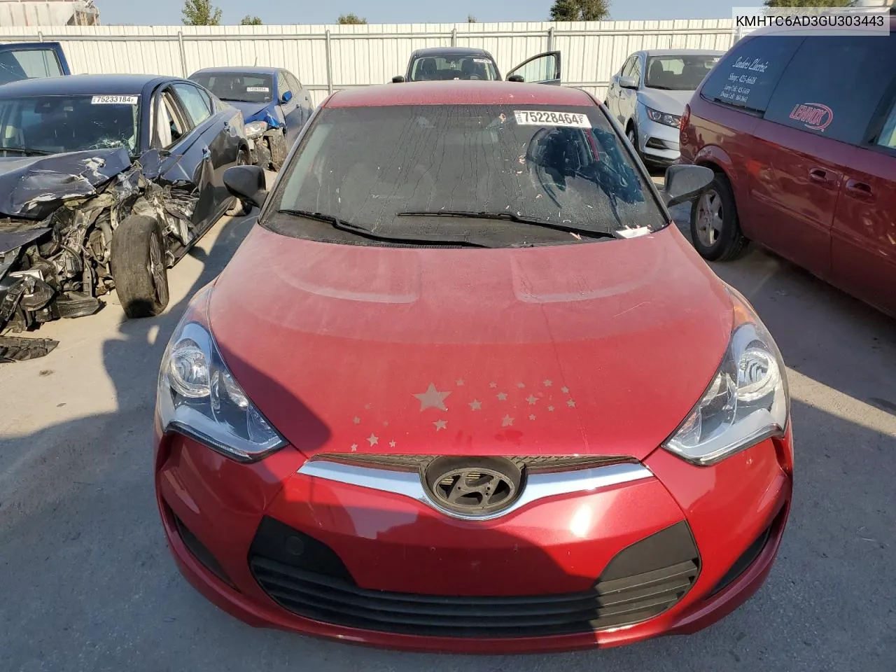 2016 Hyundai Veloster VIN: KMHTC6AD3GU303443 Lot: 75228464