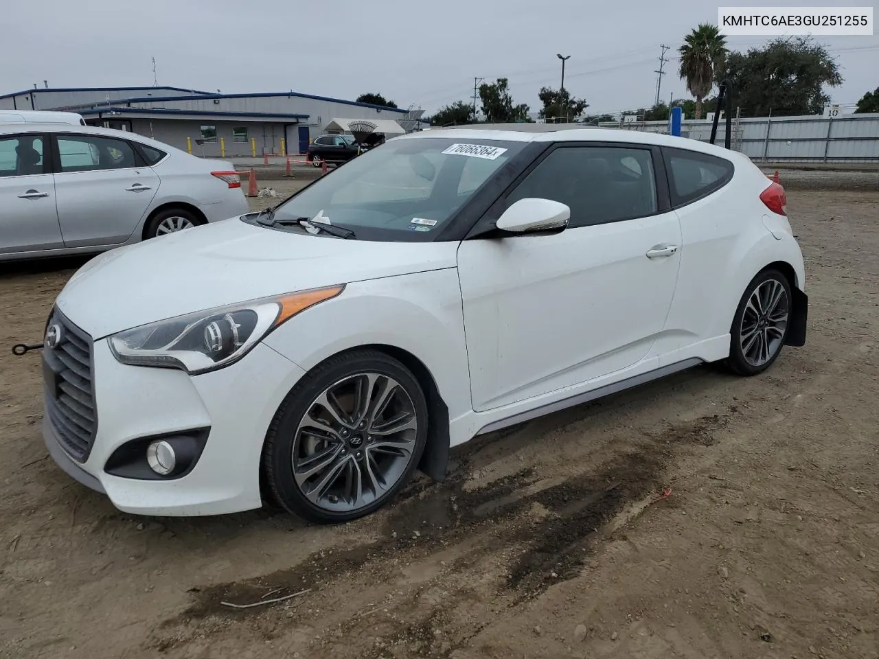 2016 Hyundai Veloster Turbo VIN: KMHTC6AE3GU251255 Lot: 76066364