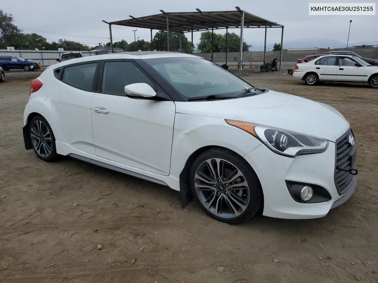 2016 Hyundai Veloster Turbo VIN: KMHTC6AE3GU251255 Lot: 76066364