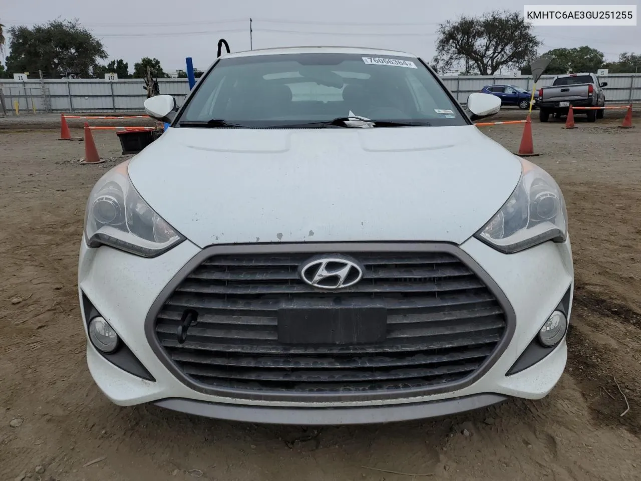 2016 Hyundai Veloster Turbo VIN: KMHTC6AE3GU251255 Lot: 76066364