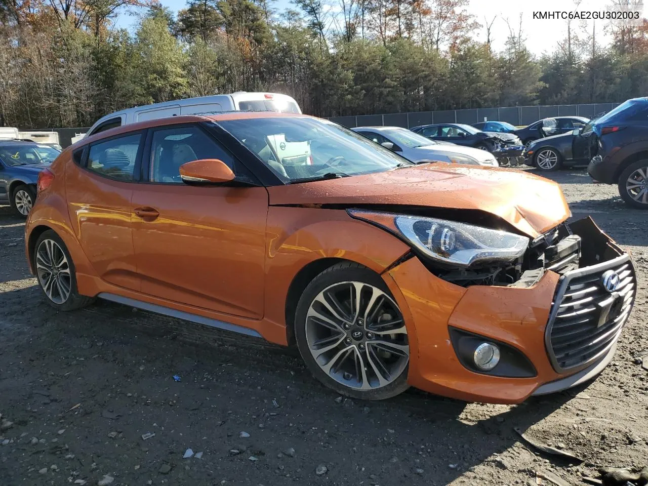 2016 Hyundai Veloster Turbo VIN: KMHTC6AE2GU302003 Lot: 80200724