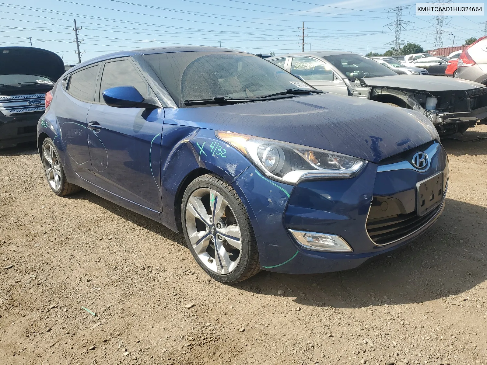 2017 Hyundai Veloster VIN: KMHTC6AD1HU324664 Lot: 66145634