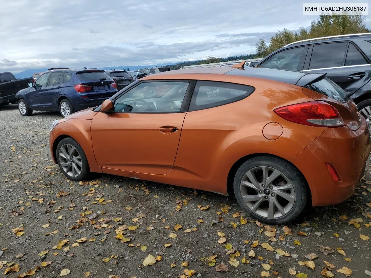 2017 Hyundai Veloster VIN: KMHTC6AD2HU306187 Lot: 72230894