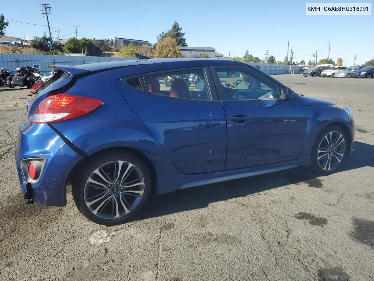 2017 Hyundai Veloster Turbo VIN: KMHTC6AE8HU316991 Lot: 78545564