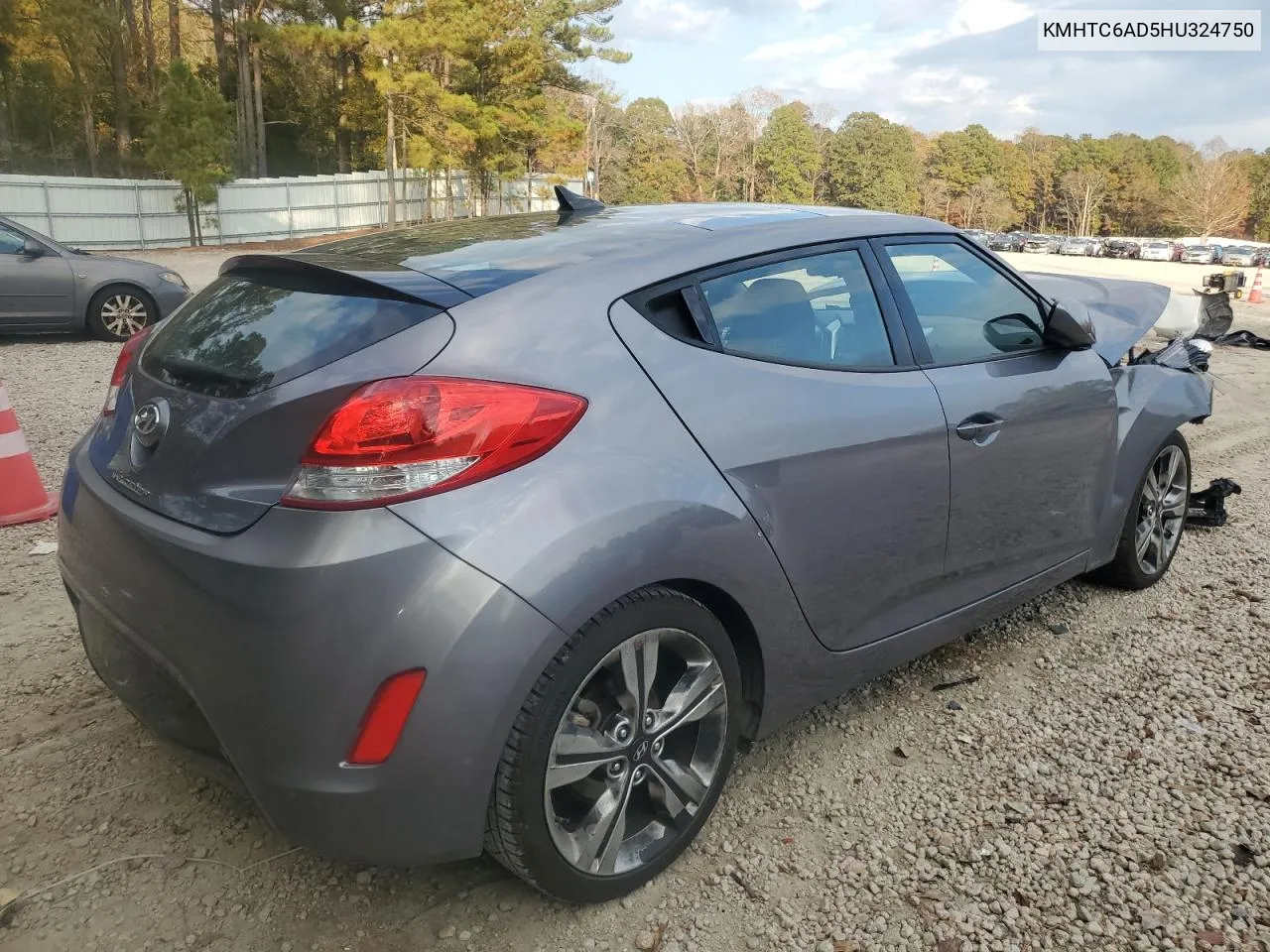 2017 Hyundai Veloster VIN: KMHTC6AD5HU324750 Lot: 79962314