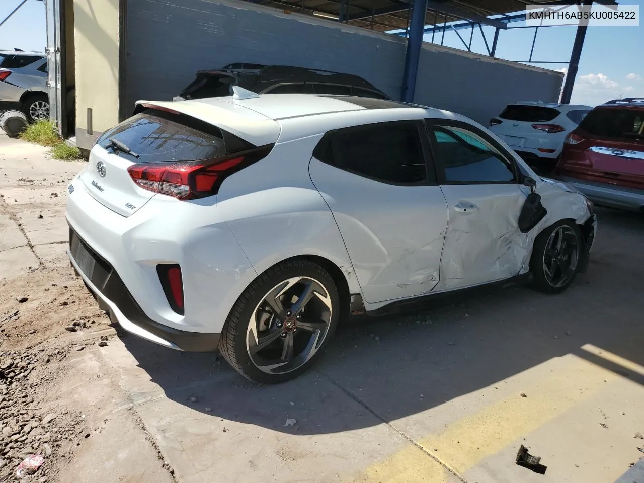 2019 Hyundai Veloster Turbo VIN: KMHTH6AB5KU005422 Lot: 70096284