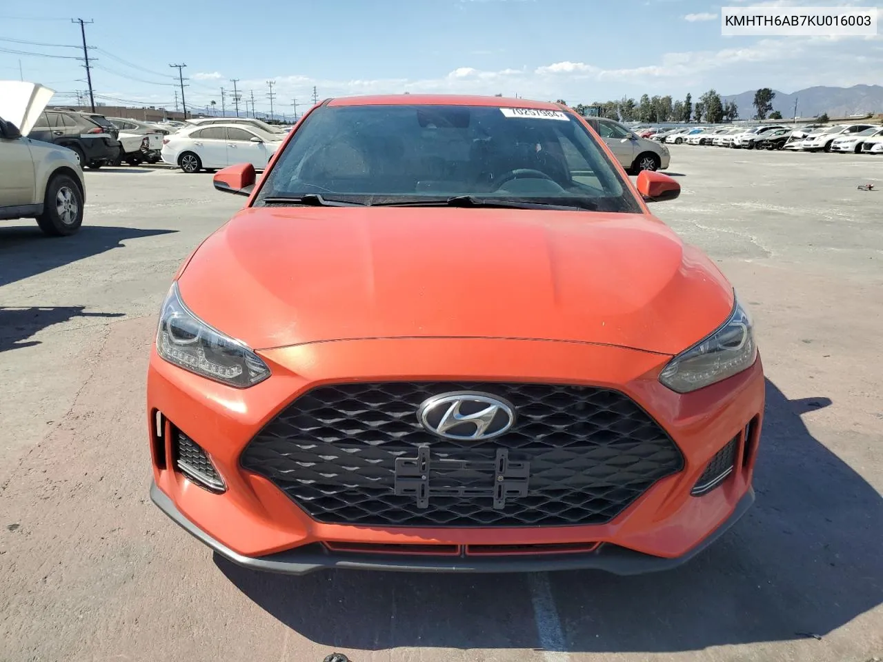 2019 Hyundai Veloster Turbo VIN: KMHTH6AB7KU016003 Lot: 70257984