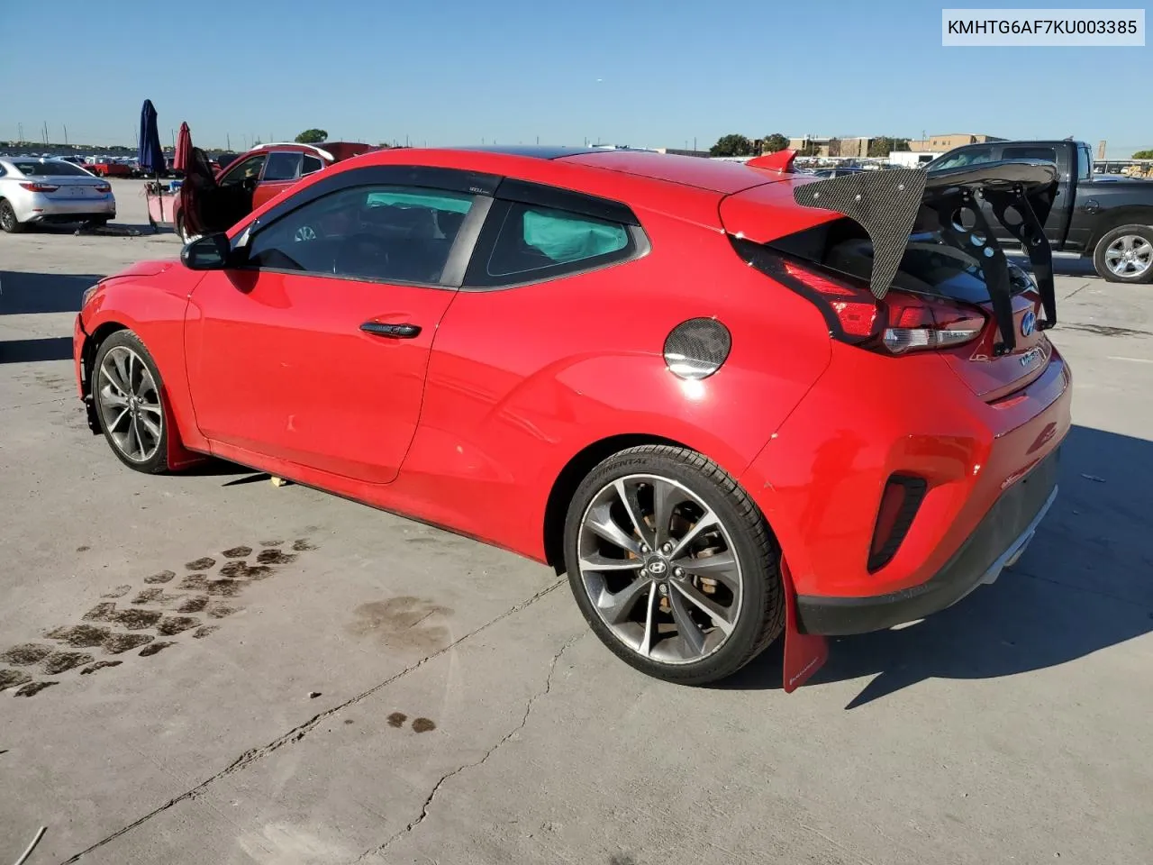 2019 Hyundai Veloster Base VIN: KMHTG6AF7KU003385 Lot: 72778464